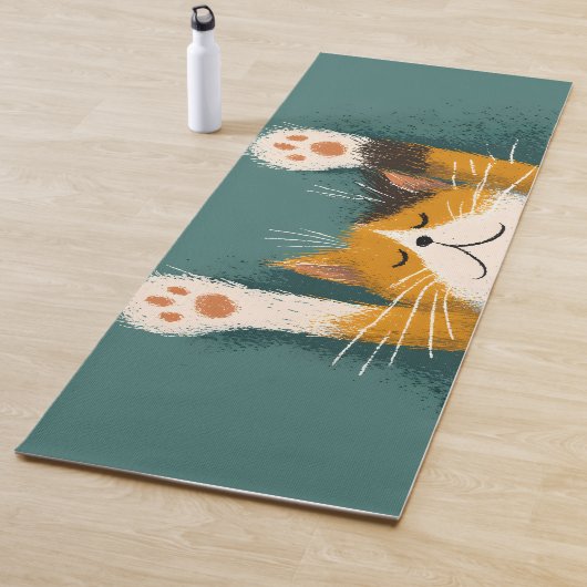 Schattige Grappige Kat Slapend Yogamat (In situ)