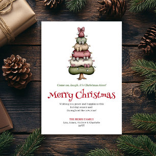 Schattige Grappige Kerstboom Minimalistische Water Feestdagenkaart