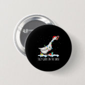 Schattige Grappige Kerstman Eend Domme Gans Op De Ronde Button 5,7 Cm (Voorkant /achterkant)