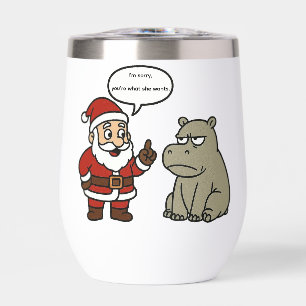 schattige, grappige Kerstman en nijlpaard Kerstmis