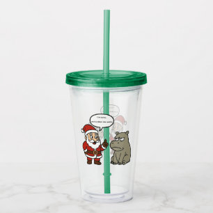 schattige, grappige Kerstman en nijlpaard Kerstmis Acryl Drinkbeker