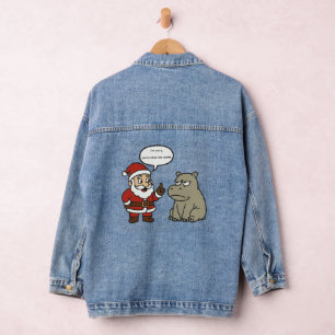 schattige, grappige Kerstman en nijlpaard Kerstmis Denim Jacket