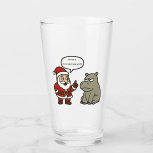 schattige, grappige Kerstman en nijlpaard Kerstmis Glas