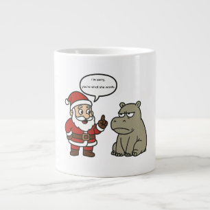 schattige, grappige Kerstman en nijlpaard Kerstmis Grote Koffiekop