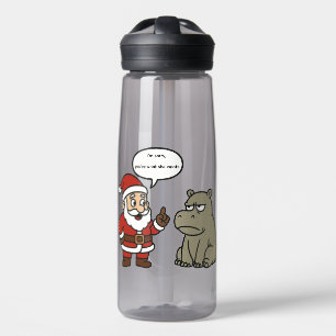 schattige, grappige Kerstman en nijlpaard Kerstmis Waterfles