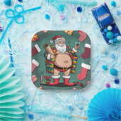 Schattige grappige kerstman papieren bordje (Feest)