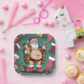Schattige grappige kerstman papieren bordje (Feest)