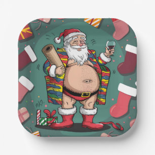 Schattige grappige kerstman papieren bordje