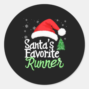 Schattige grappige Kerstmannen Favoriete hardloper Ronde Sticker