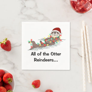 Schattige Grappige Kerstverlichting Otters Rendier Servet
