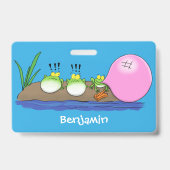 Schattige grappige kikkers bubblegum cartoon illus badge (Achterkant)
