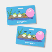 Schattige grappige kikkers bubblegum cartoon illus badge (Voor- en achterkant)