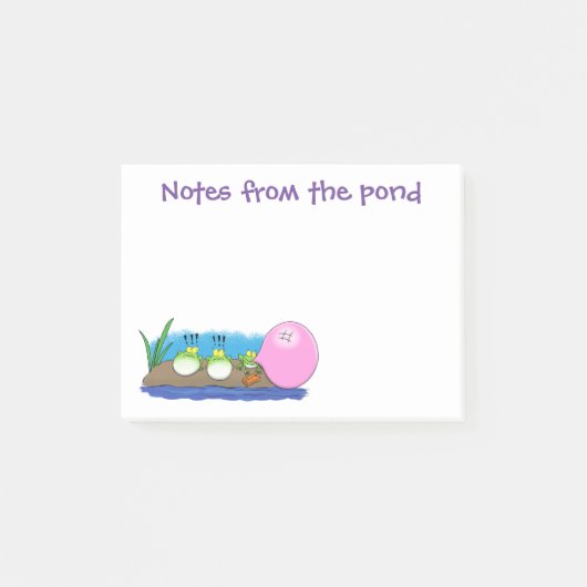Schattige grappige kikkers cartoon illustratie post-it® notes (Voorkant)