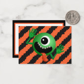Schattige Grappige Kinderen Halloween Ruimte Alien Notitiekaartje (Voorkant / Achterkant in situ)