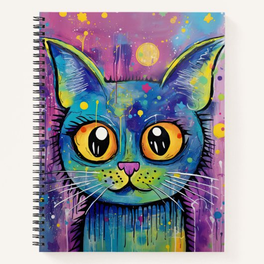 Schattige Grappige Kitty Kat Mixed Media Dier Huis Notitieboek (Voorkant)