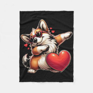Schattige Grappige Koele Corgi Hond Dabbing Hart V Fleece Deken