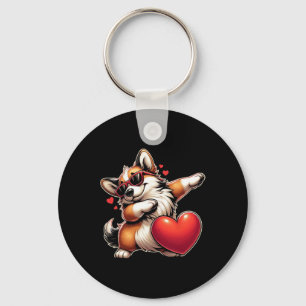 Schattige Grappige Koele Corgi Hond Dabbing Hart V Sleutelhanger