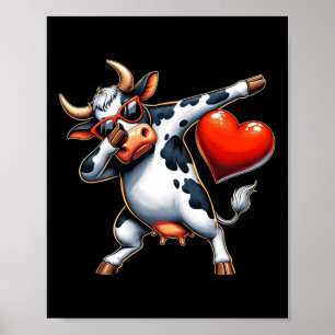 Schattige Grappige Koele Koe Dabbing Hart Valentij Poster