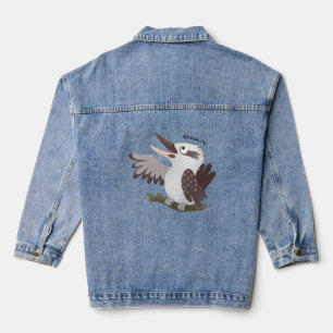 Schattige grappige lachende kookaburra cartoon denim jacket