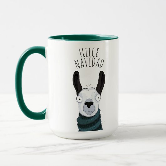Schattige Grappige Lama 'FLEECE NAVIDAD' Pun Fun Mok (Links)