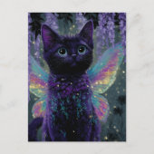 Schattige Grappige Lieve Zwarte Kat Fee Briefkaart (Voorkant)