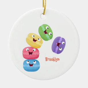 Schattige grappige macarons cartoon illustratie keramisch ornament