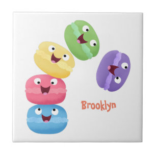Schattige grappige macarons cartoon illustratie tegeltje