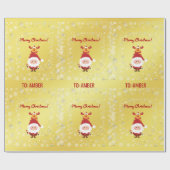 Schattige Grappige Moderne Rudolph Kerstman Gepers Cadeaupapier (Vlak)