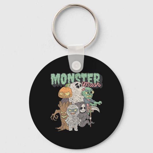 Schattige Grappige Monster Mash Frankenstein Horro Sleutelhanger (Voorkant)
