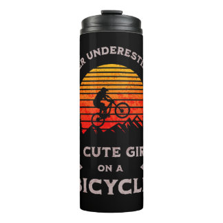 Schattige grappige mountainbike-fiets voor vrouwel thermosbeker
