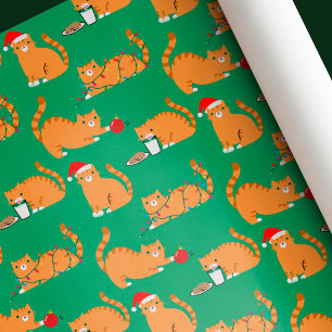 Schattige Grappige Oranje Lapjeskatten Kerstmis Cadeaupapier