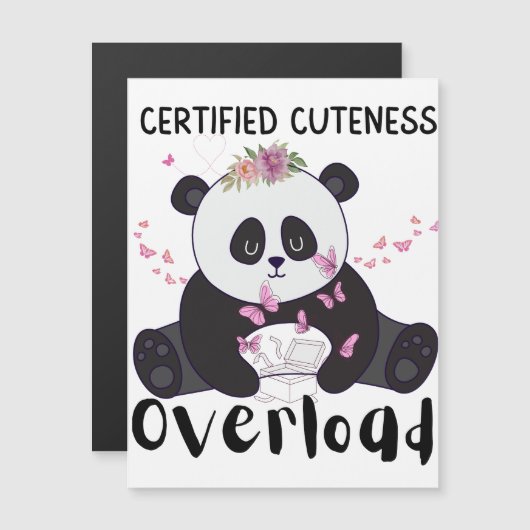 Schattige Grappige Panda Magnetische Uitnodiging (Voorkant / Achterkant)