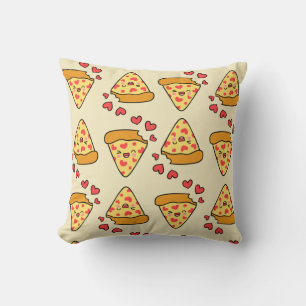Schattige grappige pizzakoepjes beige kussen