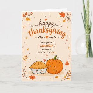 Schattige Grappige Pompoen & Taart Thanksgiving Gr Kaart