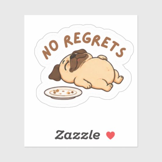 schattige grappige pug sticker "Geen spijt" (Vel)