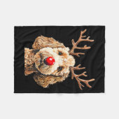 Schattige Grappige Rendier Kerstman Goldendoodle K Fleece Deken (Voorkant (Horizontaal))