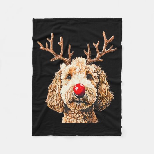 Schattige Grappige Rendier Kerstman Goldendoodle K Fleece Deken (Voorkant)