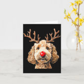 Schattige Grappige Rendier Kerstman Goldendoodle K Kaart (Gele Bloem)