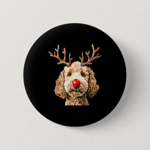 Schattige Grappige Rendier Kerstman Goldendoodle K Ronde Button 5,7 Cm
