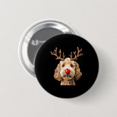 Schattige Grappige Rendier Kerstman Goldendoodle K Ronde Button 5,7 Cm (Voorkant /achterkant)
