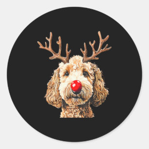 Schattige Grappige Rendier Kerstman Goldendoodle K Ronde Sticker