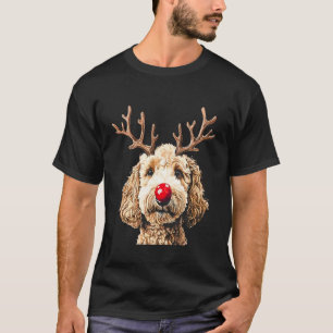 Schattige Grappige Rendier Kerstman Goldendoodle K T-shirt