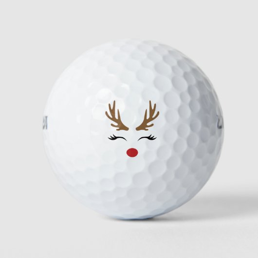 Schattige Grappige Rode Neus Rendier Kerstcadeaus Golfballen (Voorkant)