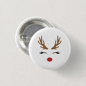 Schattige Grappige Rode Neus Rendier Kerstcadeaus Ronde Button 3,2 Cm (Voorkant /achterkant)