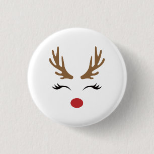 Schattige Grappige Rode Neus Rendier Kerstcadeaus Ronde Button 3,2 Cm