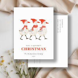 Schattige Grappige Rode Winter Kwakende Kerst Eend Feestdagenkaart
