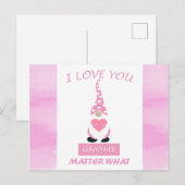 Schattige Grappige Roze Valentijnsdag Gnome Hart Briefkaart (Voorkant / Achterkant)