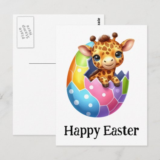 Schattige Grappige Schattigee Pasen Baby Giraffe Briefkaart (Voorkant / Achterkant)