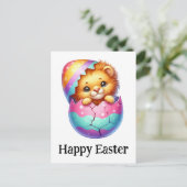 Schattige Grappige Schattigee Pasen Baby Leeuw Briefkaart (Staand voorkant)