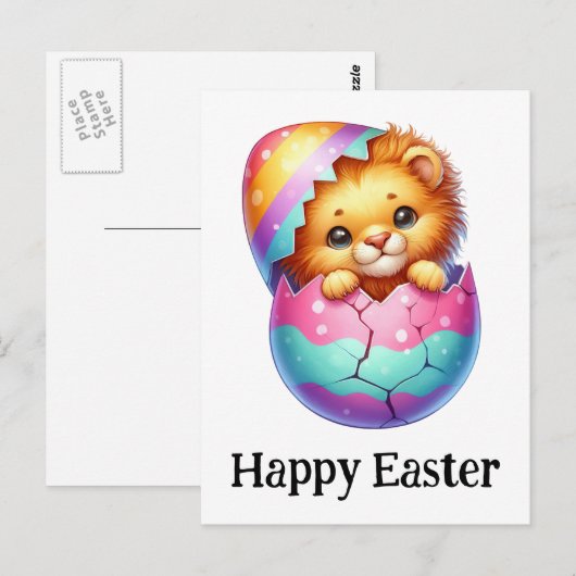 Schattige Grappige Schattigee Pasen Baby Leeuw Briefkaart (Voorkant / Achterkant)
